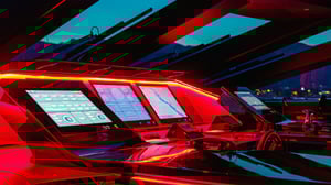 Multiple monitors on the brigde of a yacht