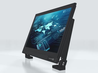 Angeled view of the Hatteland HD27T30 smart monitor. 