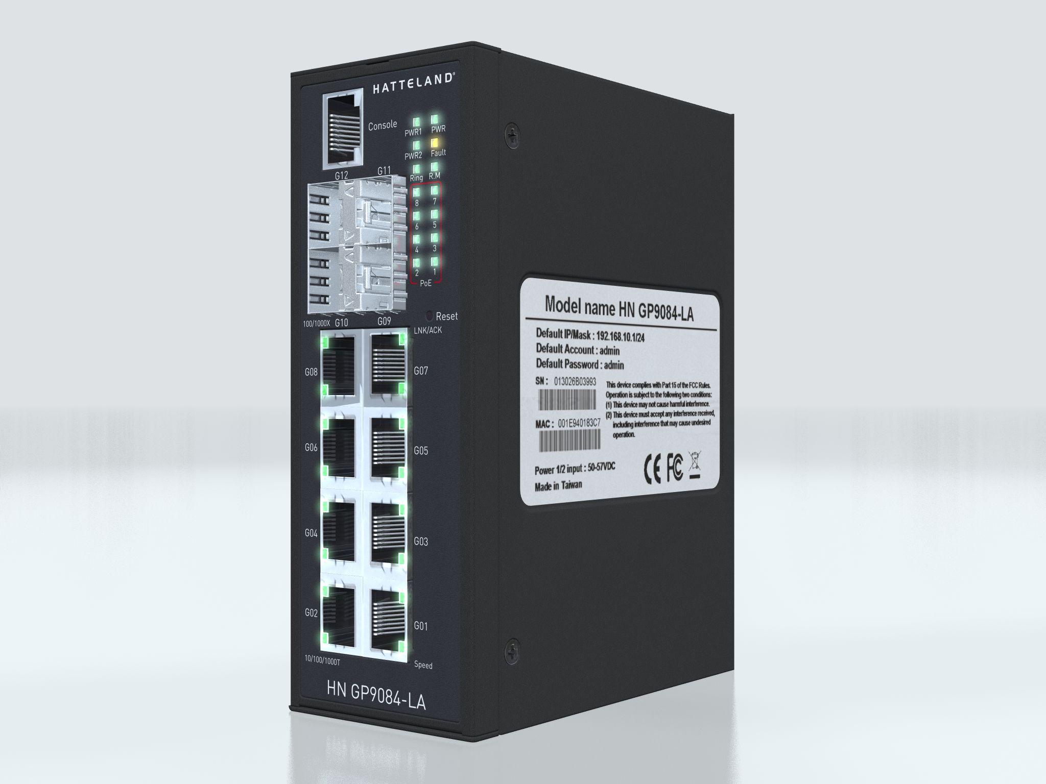 View Product | HN GP9084-LA | 12-port | Network Switch | HATTELAND®