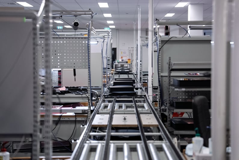 A manufacturing line inside Hatteland Technology's second production facility.