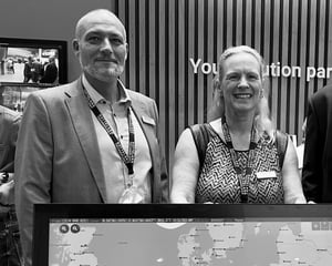 This photo shows the German branch of Hatteland Technology: Mario-Carmelo Largana-Domberg and Elke Freisens. This picture is from SMM in Hamburg.