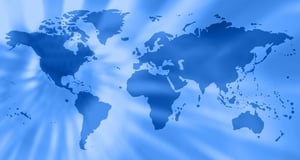 blue world map with a zoom effect