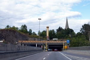 This is a picture of the Vålereng tunnel, one of Norway's busiest road tunnels. Hatteland Technology supplied the surveillance solution, including project consultancy, AID, and CCTV cameras.