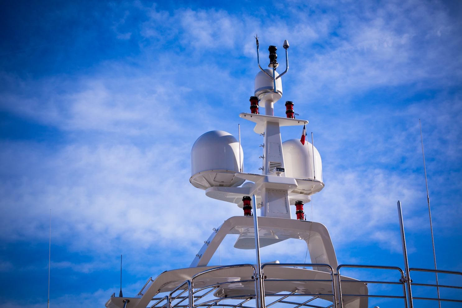 The picture is showing communications equipment on board a yacht. Such communications links are vulnerable to cyber attacks. 