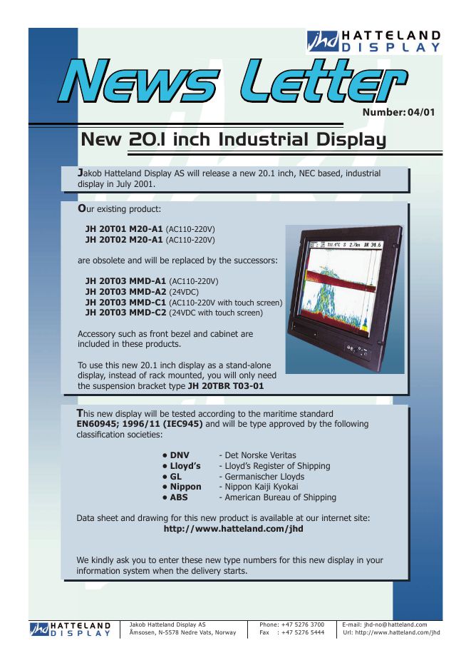 New 20.1 inch Industrial Display